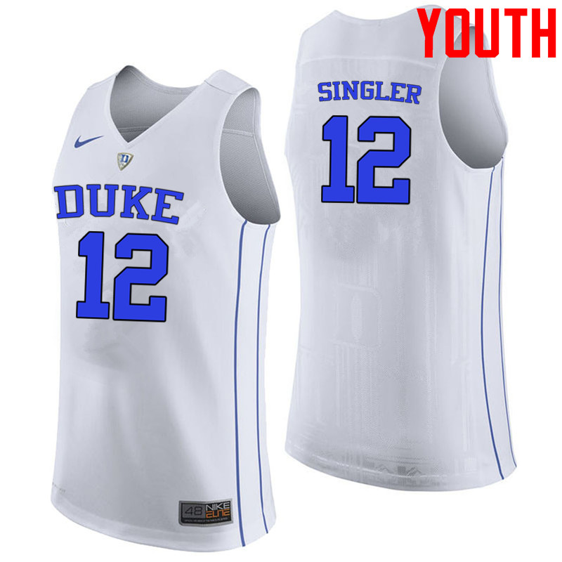Youth #12 Kyle Singler Duke Blue Devils College Basketball Jerseys-White